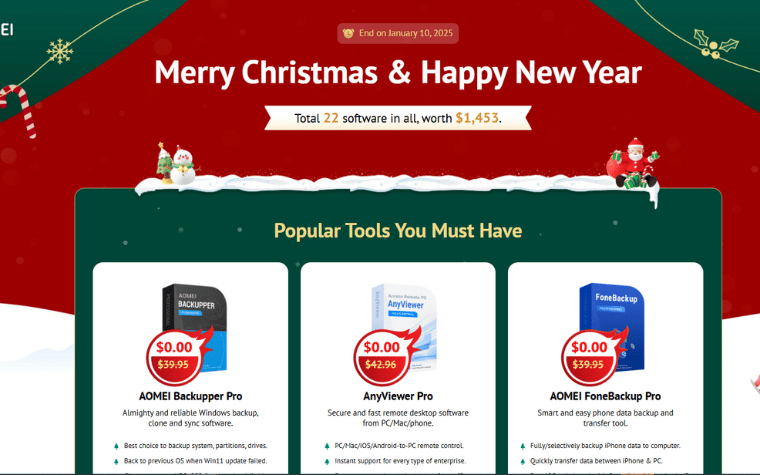 Phần Mềm Miễn Phí - Giveaway Giáng sinh lớn nhất của AOMEI